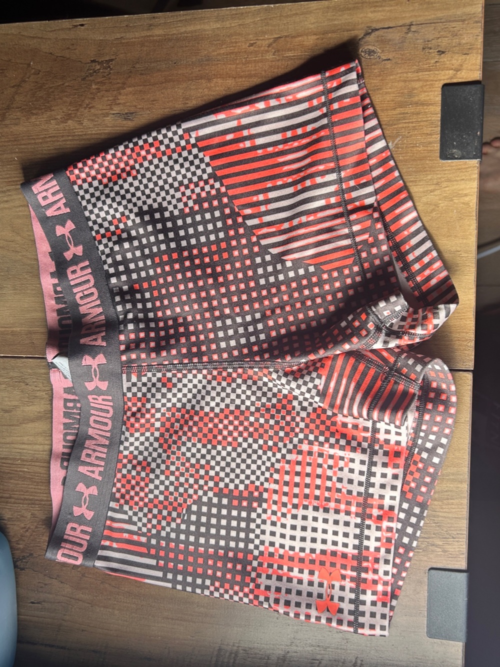 Under Armour Pink and Black Printed Athletic Shorts